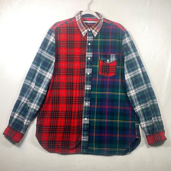 Polo Ralph Lauren Patchwork Plaid Flannel Shirt Men’s L Classic Fit Multi-Color - Picture 1 of 13
